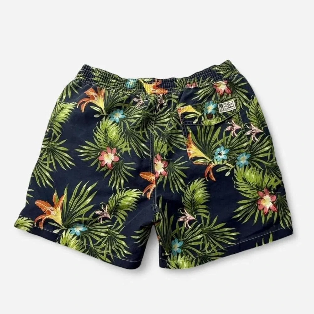 Polo Ralph Lauren navy‎ blue swim shorts with tropical print L 0036